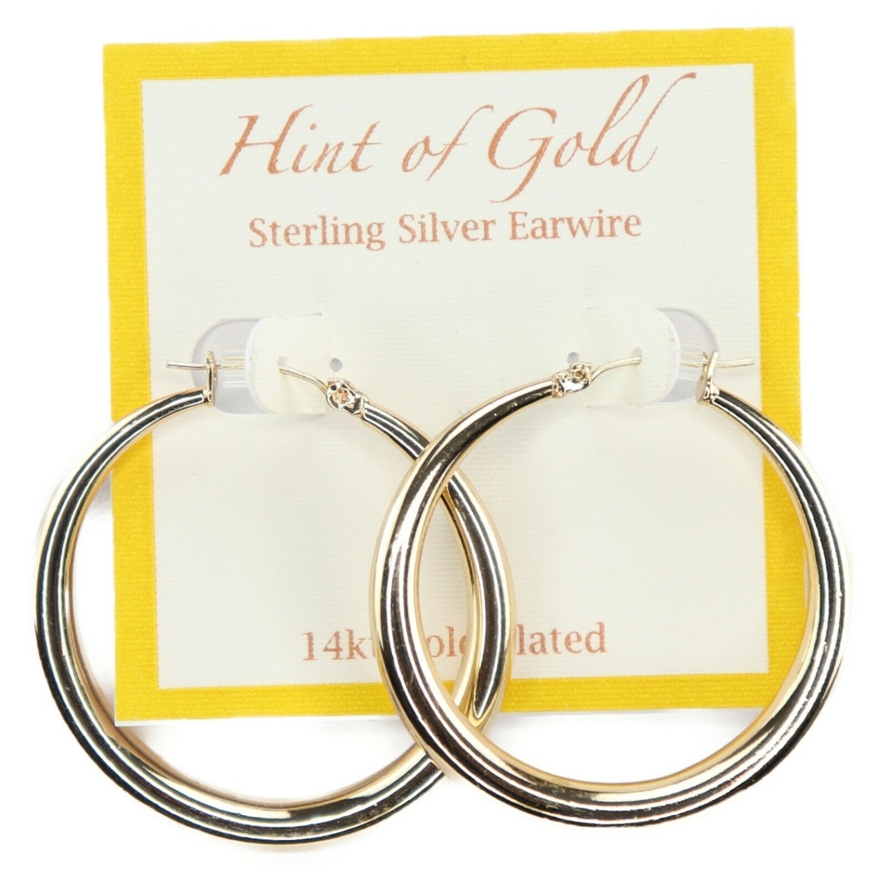 Hint of Gold Hoop Earrings Sterling Silver Earwire 14k Gold Plated